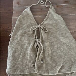 Together Olive Knit Top with Tie Detail